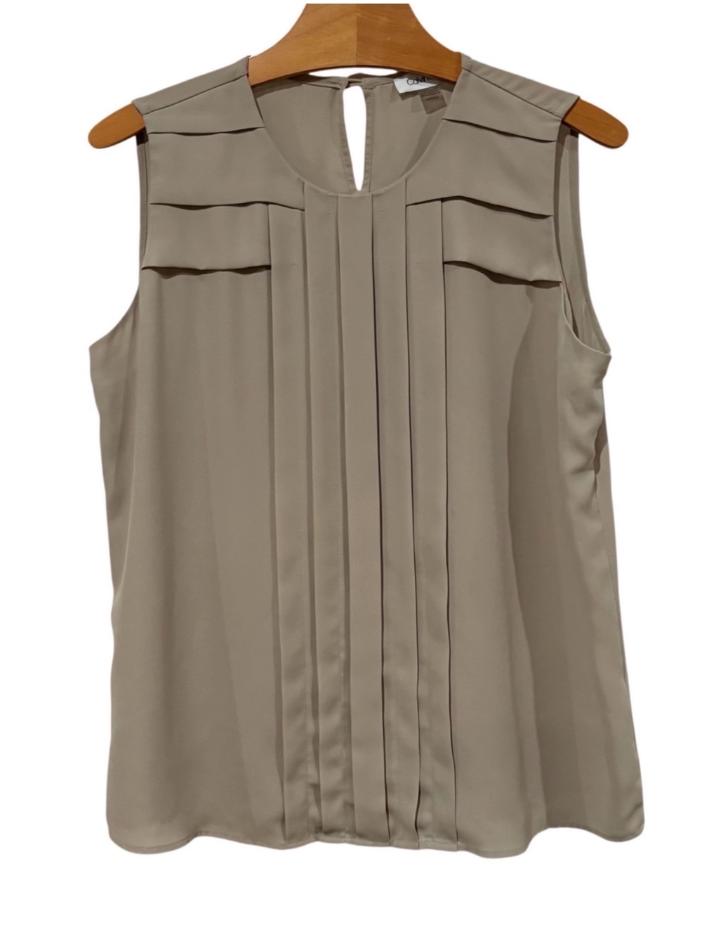 Calvin Klein Pleated Front Shell Sleeveless Layering Top Medium